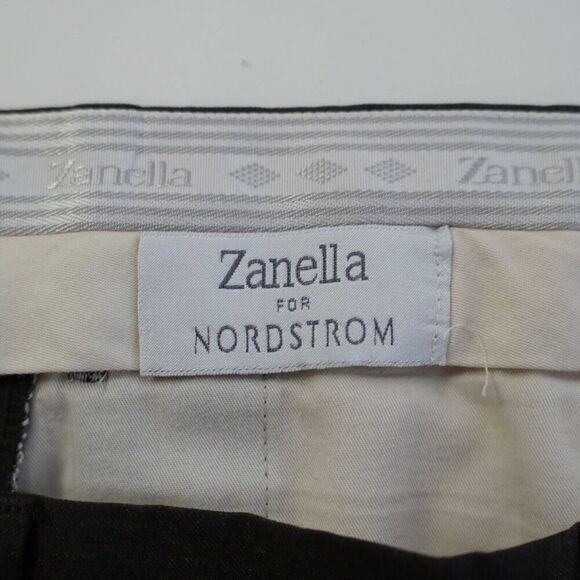 Zanella Nordstrom Todd Brown Wool Flat Front Mid Rise Dress Pants 35/32 Lined Pa - Picture 5 of 6